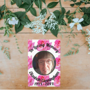 Roze Rose Loving Memory Foto met gedicht Memorial Kaart