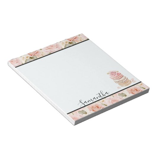  Roze Rose Macaroons Notitieblok (Schuin)