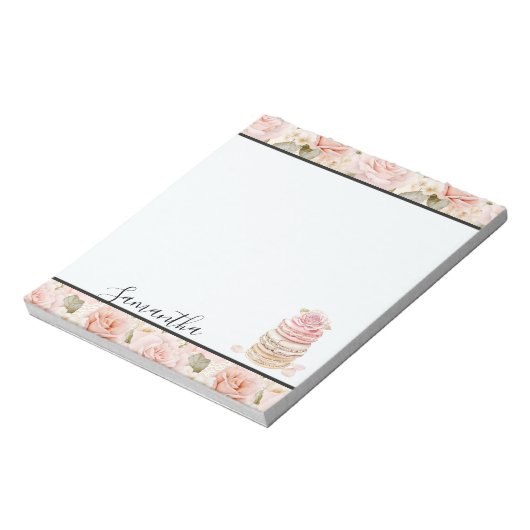  Roze Rose Macaroons Notitieblok (Linkerzijde)