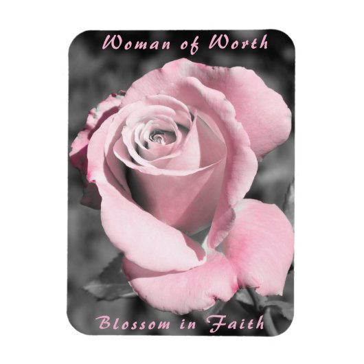 Roze Rose Magnet Faith Magneet (Verticaal)