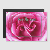 Roze Rose Magnetic Save the Date Magnetische Uitnodiging (Voorkant / Achterkant)