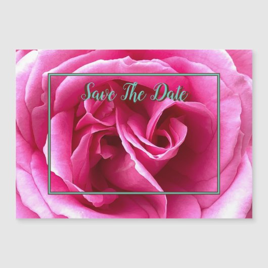 Roze Rose Magnetic Save the Date Magnetische Uitnodiging (Voorkant)