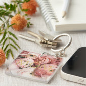 Roze Rose mam Foto Sleutelhanger (Voorkant Rechts)