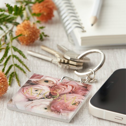 Roze Rose mam Foto Sleutelhanger (Voorkant Rechts)