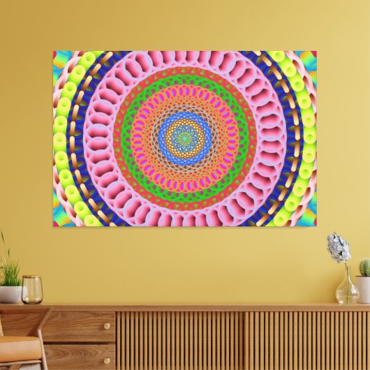 Roze Rose Mandala Art Stretted Canvas Afdruk (Insitu (Woonkamer))