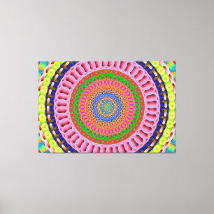 Roze Rose Mandala Art Stretted Canvas Afdruk