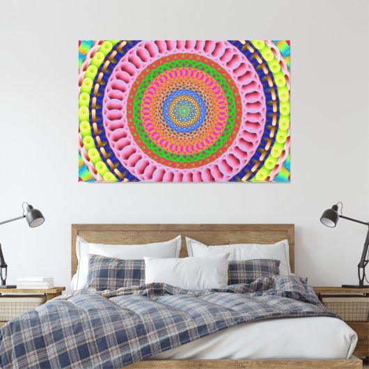 Roze Rose Mandala Art Stretted Canvas Afdruk (Insitu (Slaapkamer))