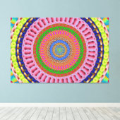Roze Rose Mandala Art Stretted Canvas Afdruk (Insitu (Houten vloer))