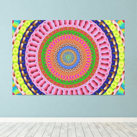 Roze Rose Mandala Art Stretted Canvas Afdruk (Insitu (Houten vloer))