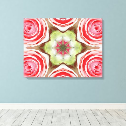Roze Rose Mandala Canvas Afdruk (Insitu (Houten vloer))