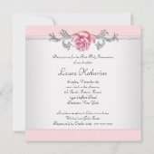 Roze Rose Meisjes Eerste Communie Kaart (Achterkant)