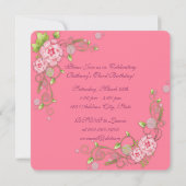 Roze Rose Meisjes Foto 3e Verjaardagsfeest Kaart (Achterkant)