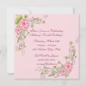 Roze Rose Meisjes Foto 4e Verjaardagsfeest Kaart (Achterkant)