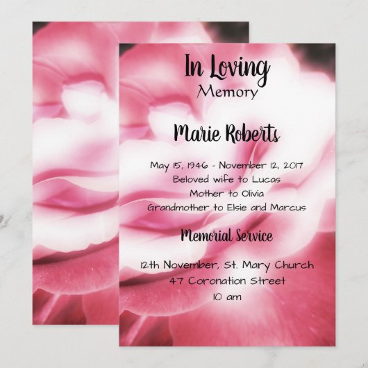 Roze Rose Memorial / Aankondiging (Voorkant / Achterkant)