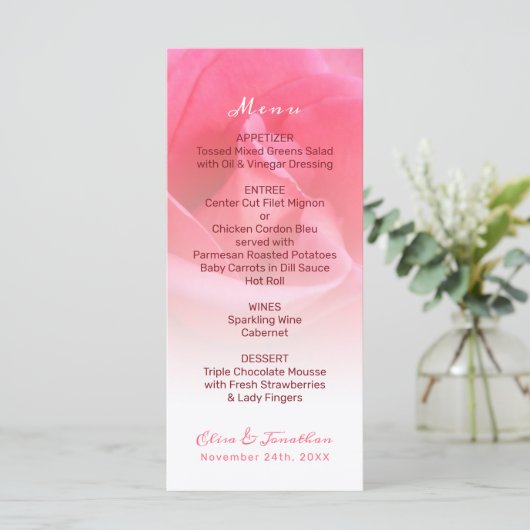 Roze Rose Menu (Staand voorkant)