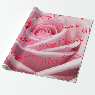 Roze Rose Merry kerst Cadeaupapier