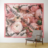 Roze Rose Merry kerst Wandkleed (In Situ (horizontaal))