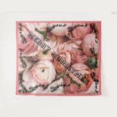 Roze Rose Merry kerst Wandkleed (Voorkant (horizontaal))