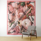 Roze Rose Merry kerst Wandkleed (In situ)