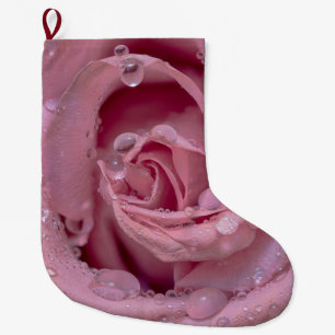 Roze Rose met Dewdruppels Grote Kerstsok