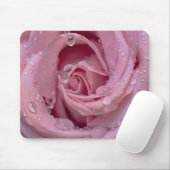 Roze Rose met Dewdruppels Muismat (Met muis)