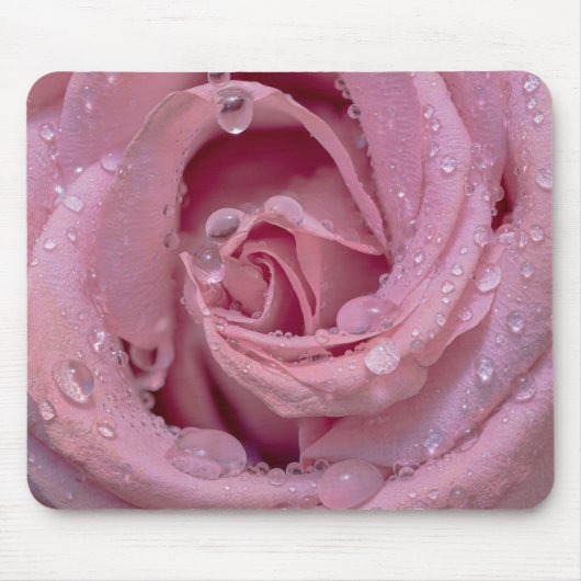 Roze Rose met Dewdruppels Muismat (Voorkant)