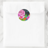 Roze Rose met oranje trouwkunst Ronde Sticker (Tas)