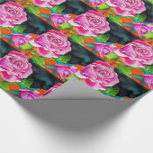 Roze Rose met oranje waterverf kunst Cadeaupapier (Hoek)