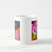 Roze Rose met oranje waterverf kunst Koffiemok (Center)
