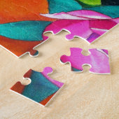 Roze Rose met oranje waterverf kunst Legpuzzel (Zijkant)