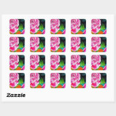 Roze Rose met oranje waterverf kunst Vierkante Sticker (Vel)
