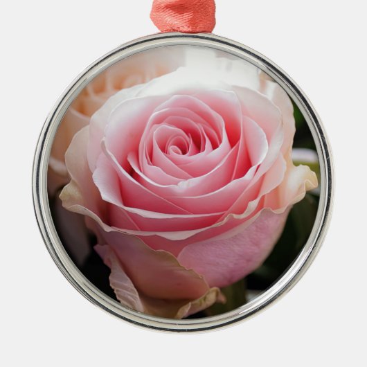 Roze Rose Metalen Ornament (Voorkant)
