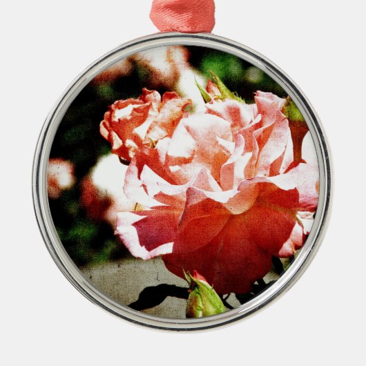 Roze Rose Metalen Ornament (Voorkant)