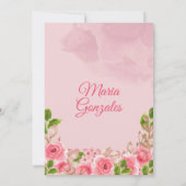 Roze Rose Mexican Mis Quince Uitnodiging (Achterkant)