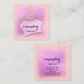 Roze Rose Mode Blog Cloth Hanger Roos Vierkante Visitekaartje (Voorkant / Achterkant)