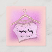 Roze Rose Mode Blog Cloth Hanger Roos Vierkante Visitekaartje (Voorkant)