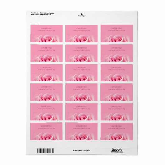 Roze Rose Modern Design Elegant Sjabloon Address Etiket (Full Sheet)