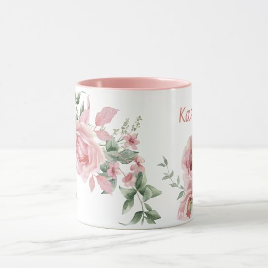 Roze Rose Monogram Naam Vrouwen Mok (Midden)