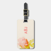 Roze Rose Monogrammed Bagagelabel (Voorkant verticaal)