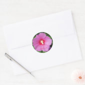 Roze Rose of Sharon Waterdrops Petals speciaal gep Ronde Sticker (Envelop)