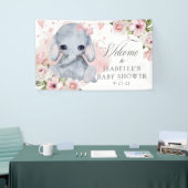 Roze Rose Olifant Baby shower Achtergrond Spandoek (Beurs)
