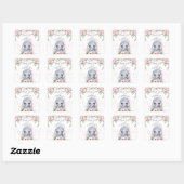 Roze Rose Olifant Baby shower Dank u Vierkante Sticker (Vel)