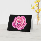 Roze Rose op Black Art Note Kaart (Gele Bloem)