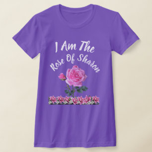 Roze Rose op de achtergrond van de lavender Vrouwe T-shirt