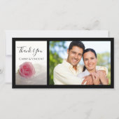 Roze Rose op het witte huwelijk Dank je Bedankkaart (Voorkant)