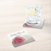 Roze Rose op het witte huwelijk Kartonnen Onderzetters (Insitu)