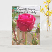 Roze Rose op maat 90e verjaardag Kaart (Gele Bloem)