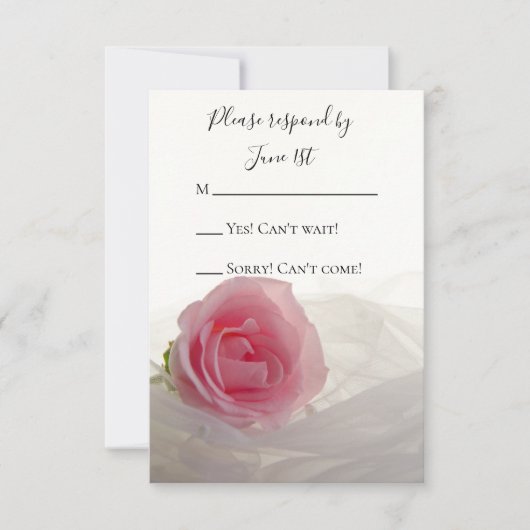 Roze Rose op White Wedding RSVP Response Kaart (Voorkant)