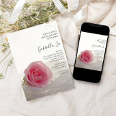 Roze Rose op wit Vrijgezellenfeest Kaart