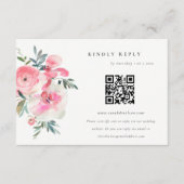 Roze Rose Orchid Floral Wedding QR Code RSVP Informatiekaartje (Voorkant)